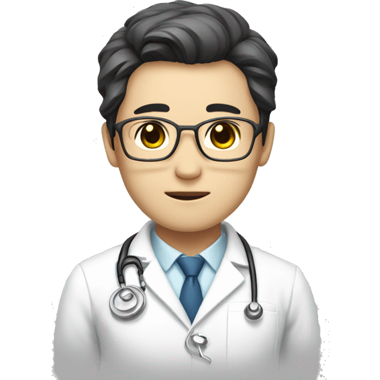 A male doctor in a white coat with a middle part haircut, as korean idol emoji