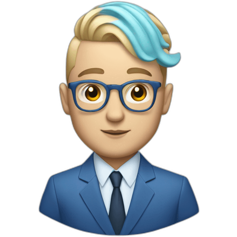 mac miller with a blonde comb over skin fade wearing a blue suit on laptop emoji