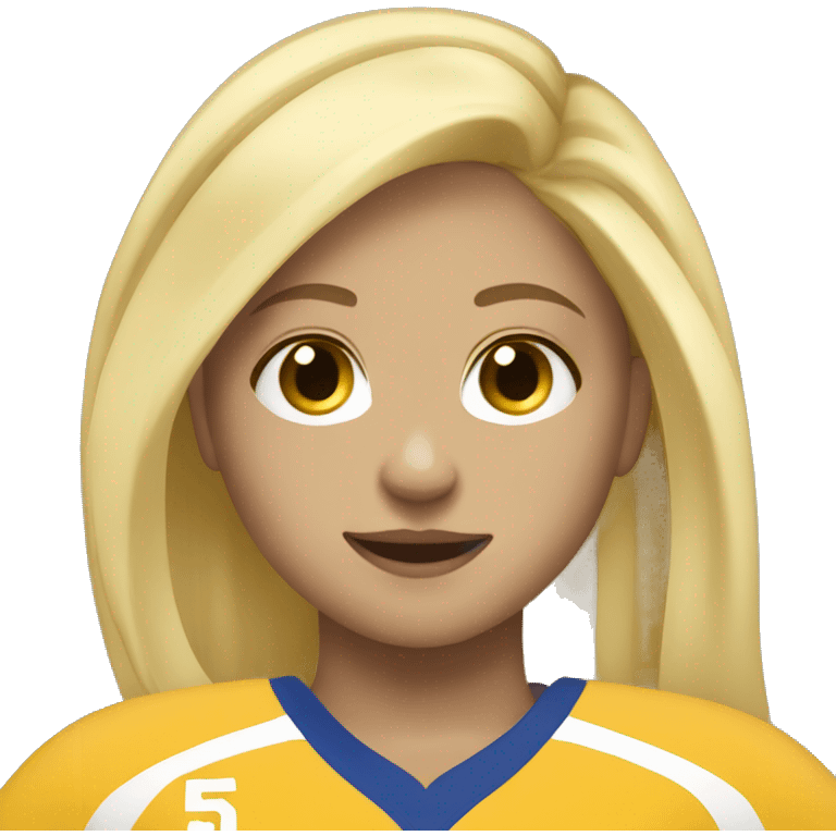 Volleyball player, number five , girl, blonde long hair  emoji