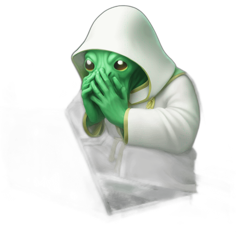 cthulhu priest praying over laptop emoji