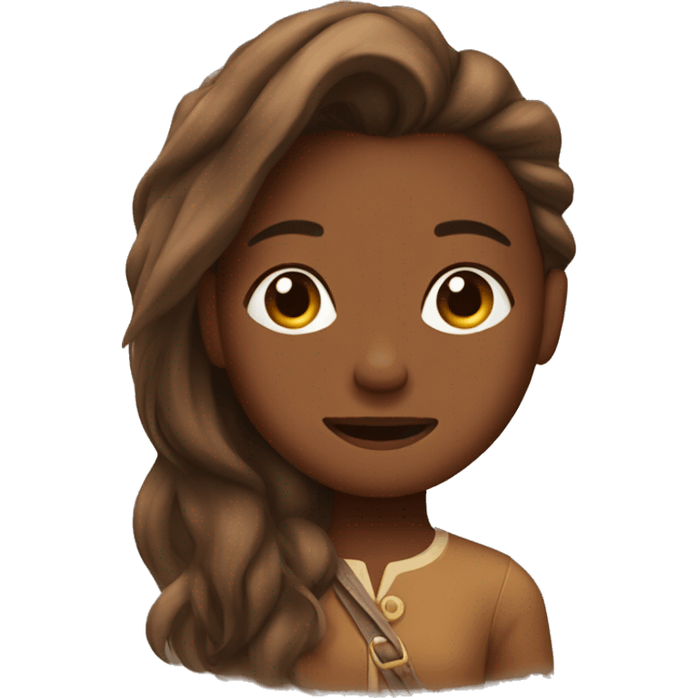 girl with hair in the wind on a brown horse emoji