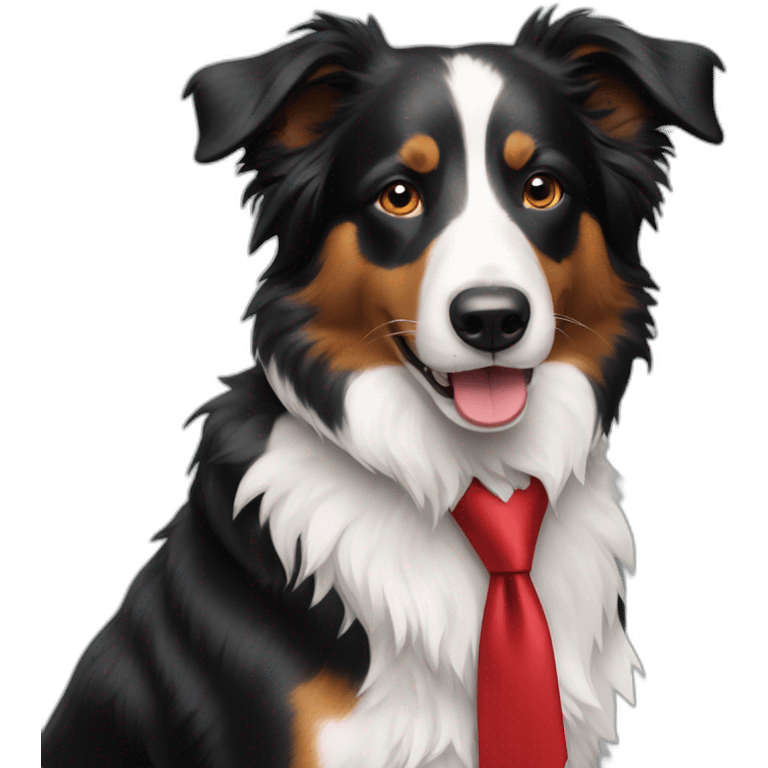 border collie with red tie emoji