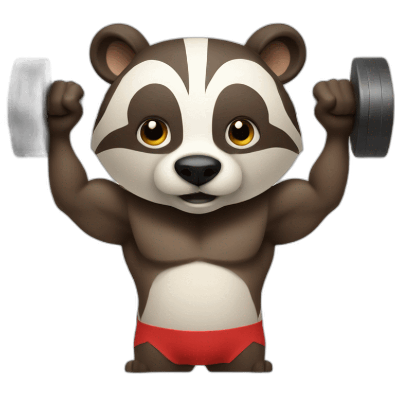 badger with muscles lifting weights emoji