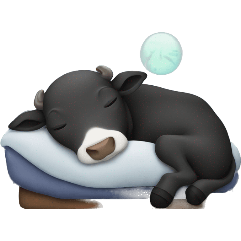 sleeping tesla at night with moo emoji