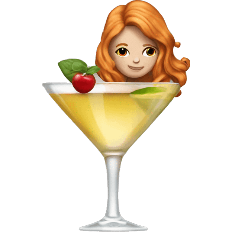 Pornstar martini but the person drinking has ginger hair and white skin  emoji