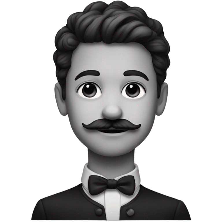 monochrome portrait of a boy with moustache emoji