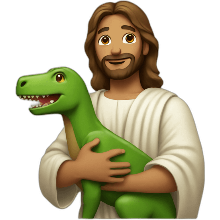 jesus holding a dinosaur emoji