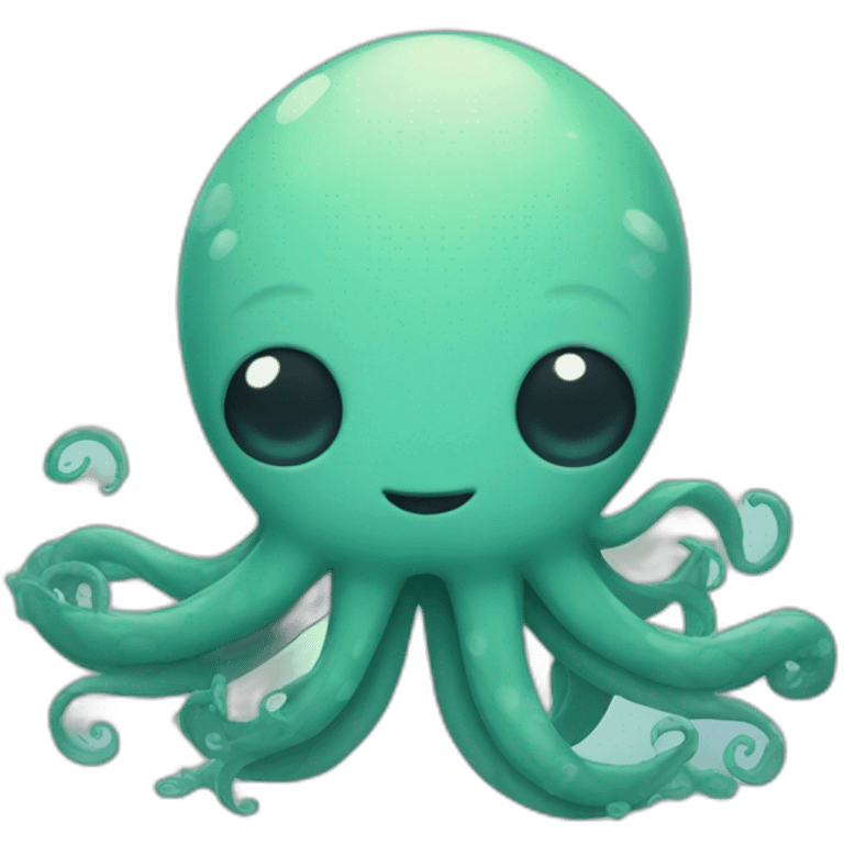 Cute kraken cute face eyes closed making yoga emoji