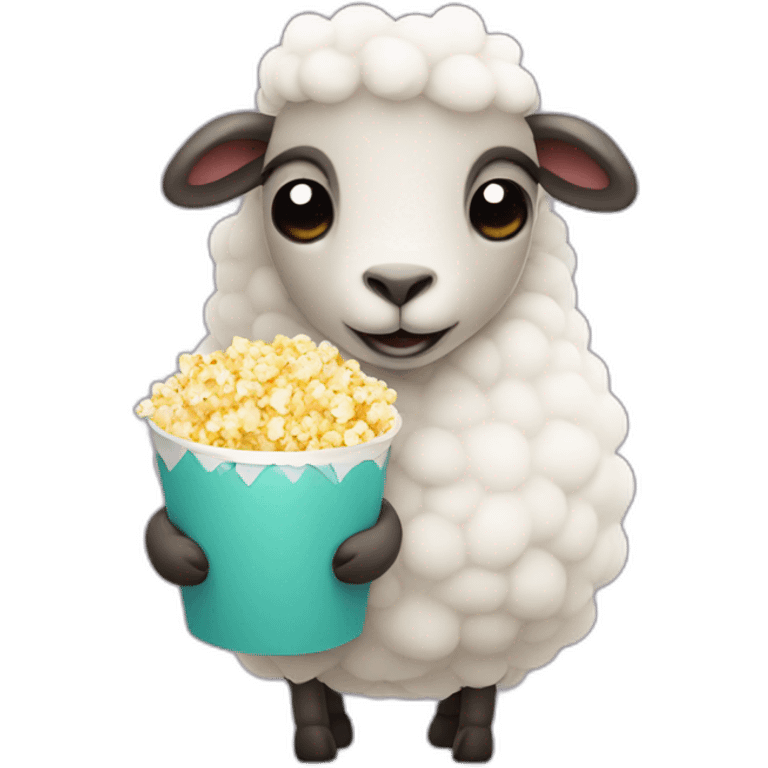 Cute analog Sheep holding popcorn emoji