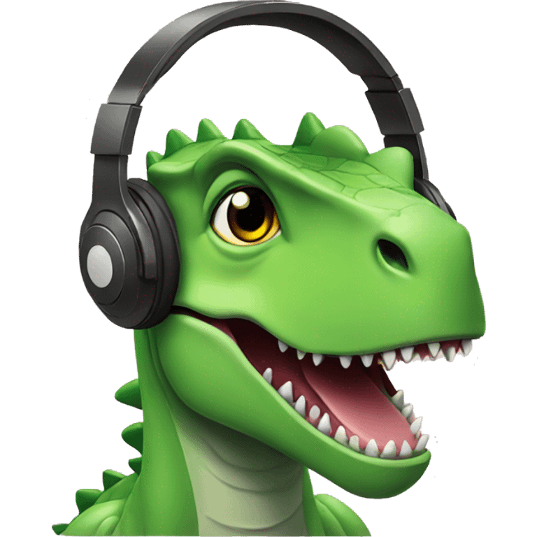 dinosaur wearing headphones emoji