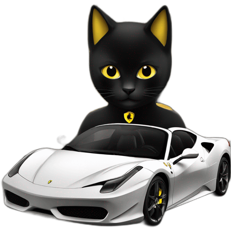 Chat noir dans une Ferrari emoji