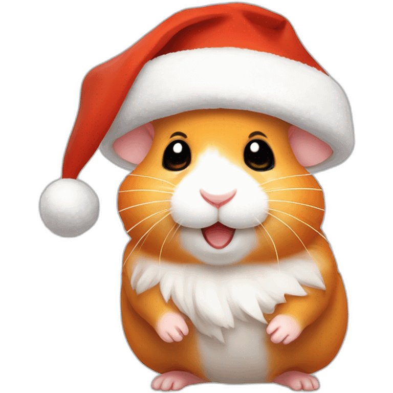 A joyful (((Orange Hamster))) dressed as ((Santa Claus)), with a warm expression, pixelart emoji