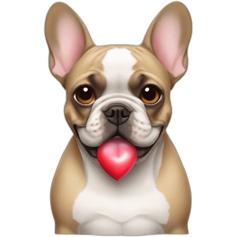 French bulldog with heart eyes emoji