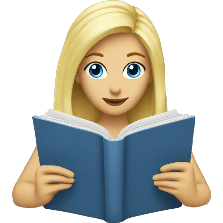 A blonde woman with blue eyes reading a book emoji