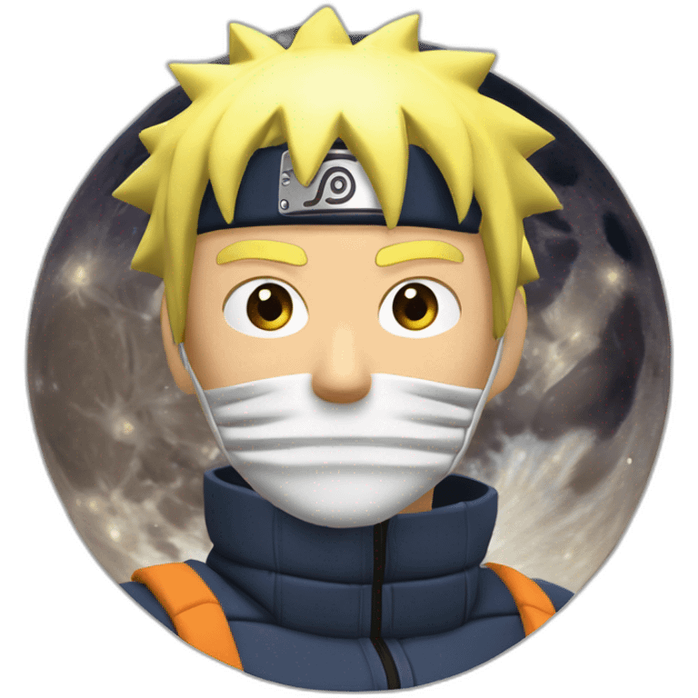 Naruto qui fume un bédo sur la Lune en compagnie de son maître emoji