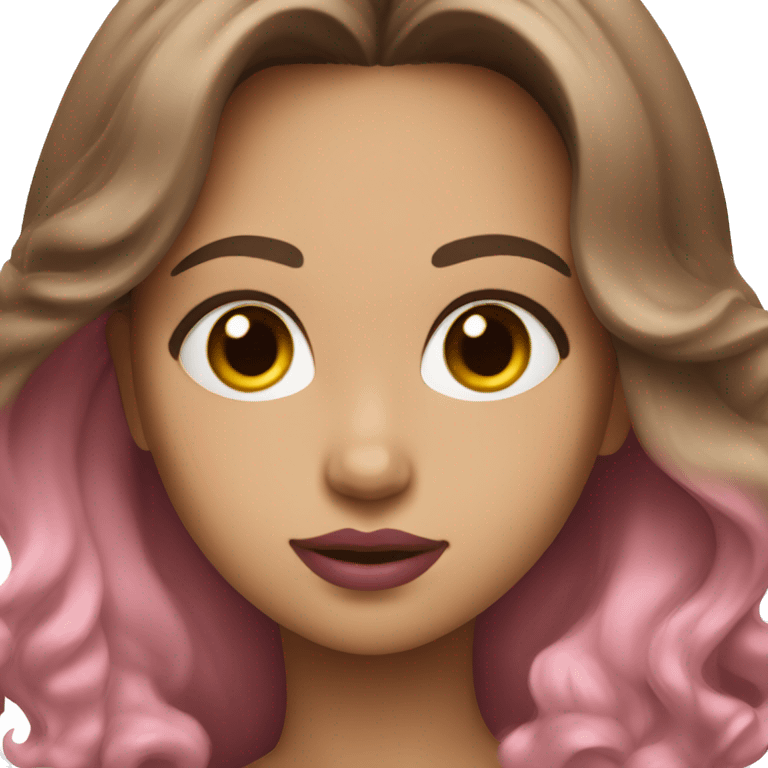 Girl with brown hair and pink lips emoji