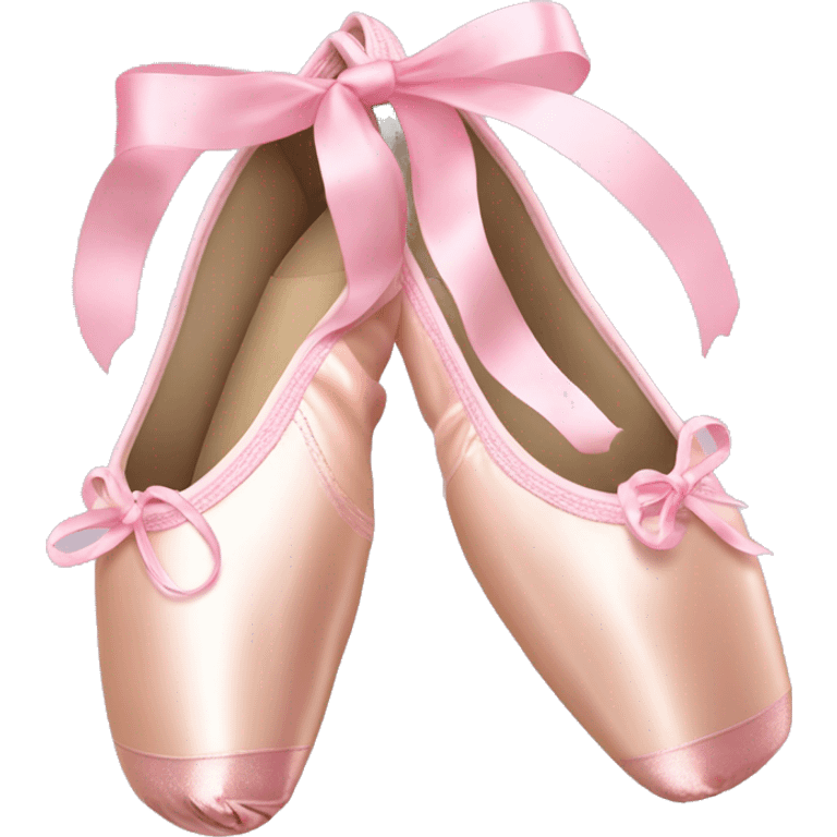 Light pink ballet pointe shoes with ribbons  emoji