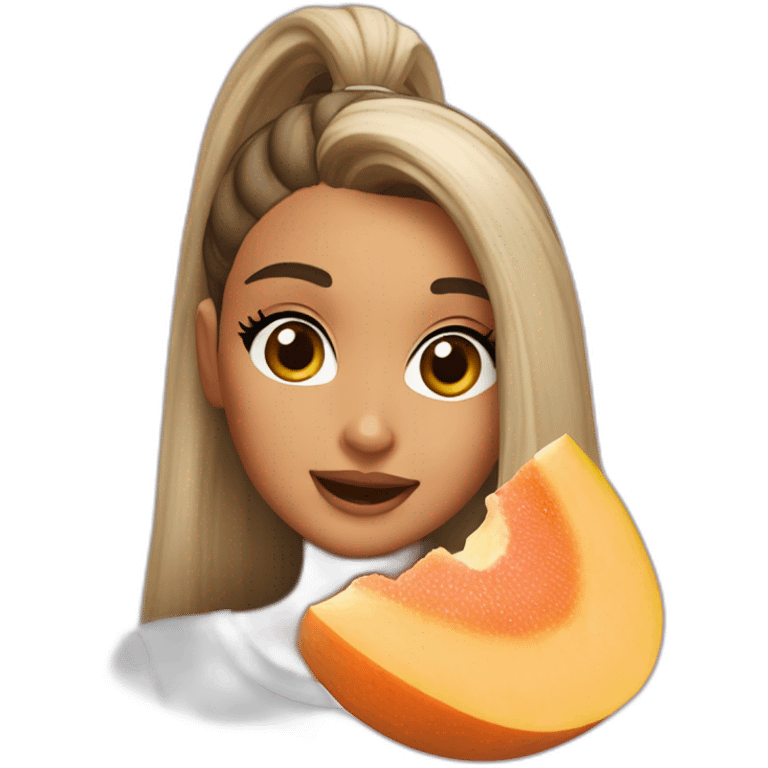 ariana grande eating a big cantaloupe emoji