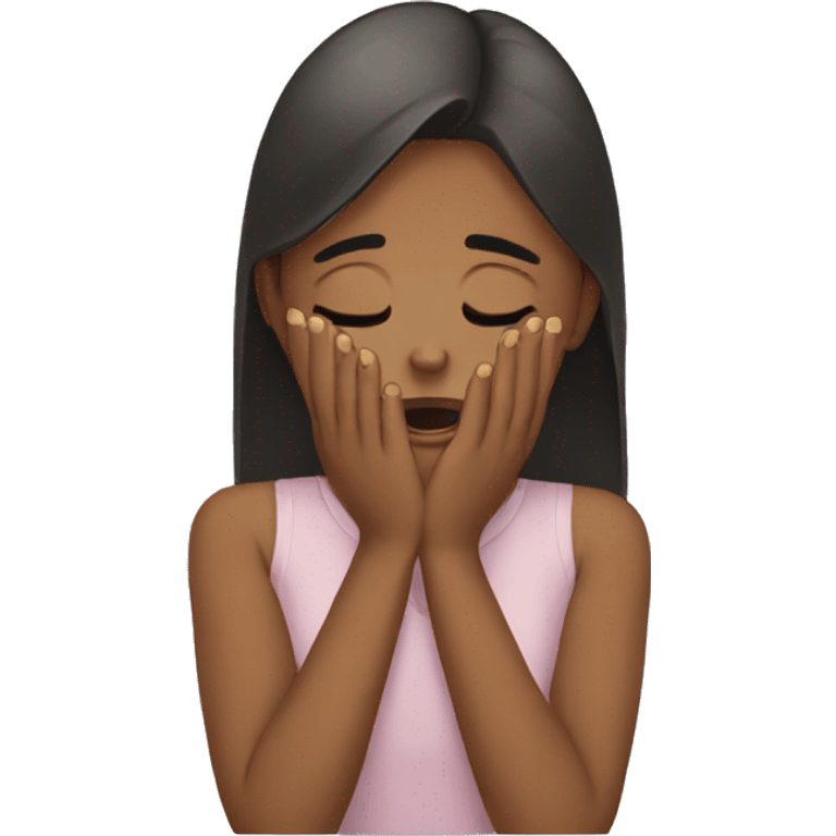 girl crying putting hand on face emoji