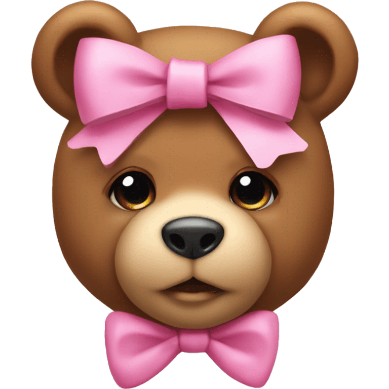 Teddy bear with a pink bow tied around its neck  emoji