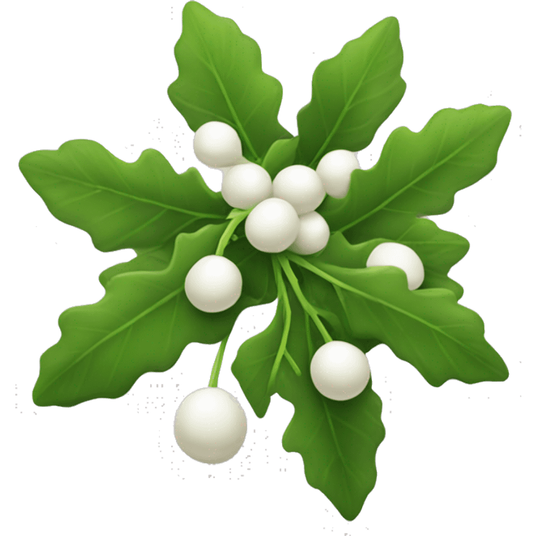 mistletoe, green leaves and white berries emoji