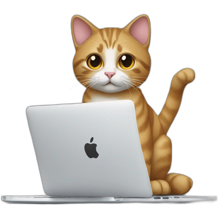 A cat holds a Macbook in its paws emoji