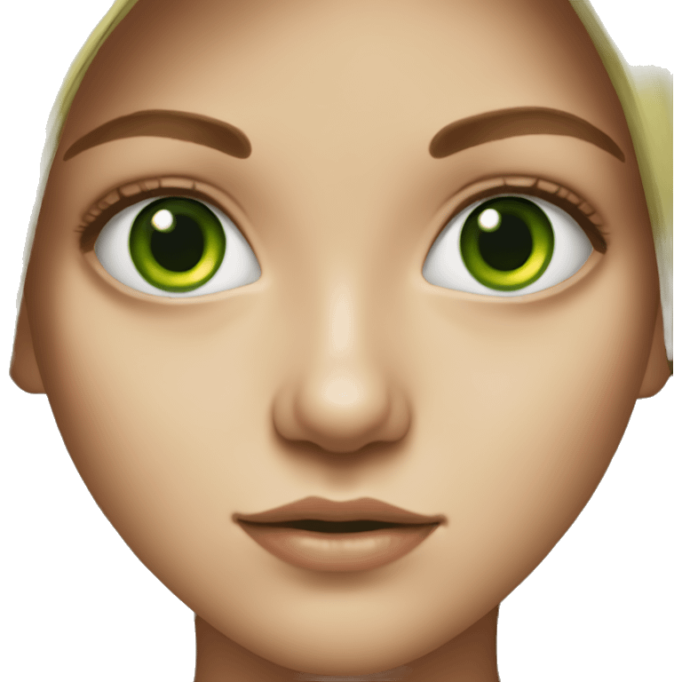 realistic portrait of girl with green eyes emoji