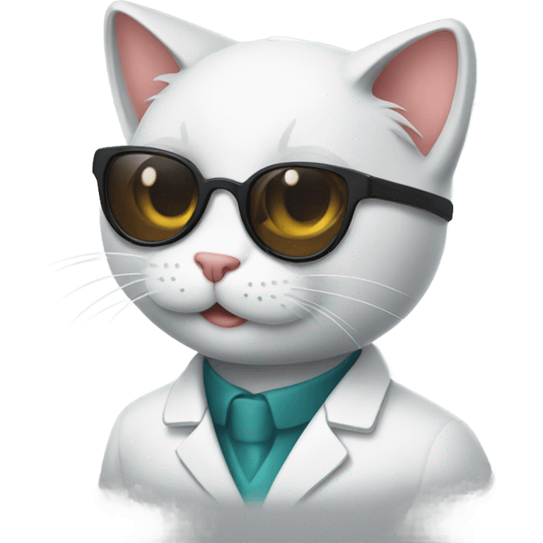 happy doctor cat wearing black sunglasses emoji