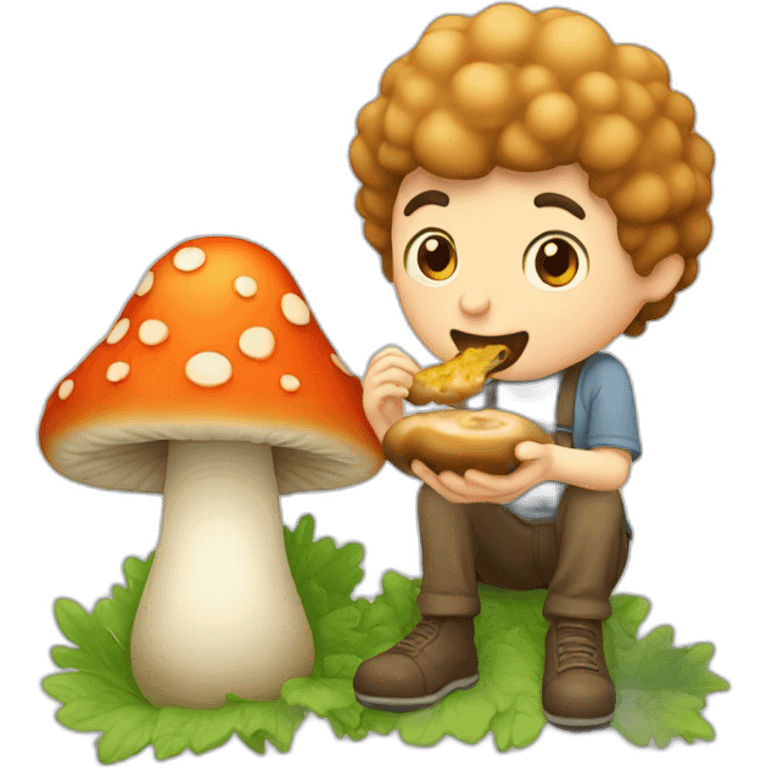 male eating mushroom with bernadoodle emoji