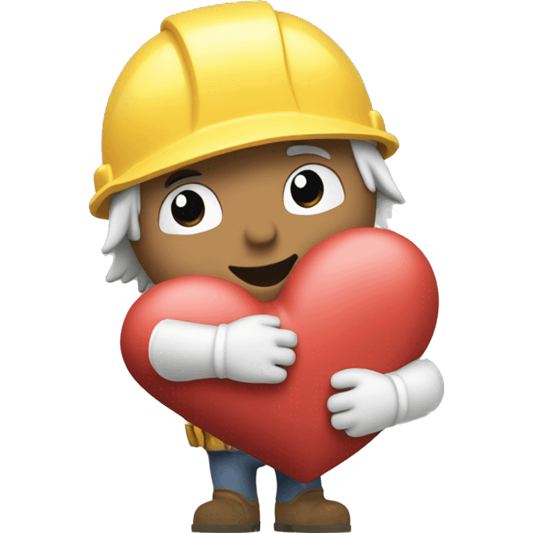 white bob the builder hugging a heart from the side emoji