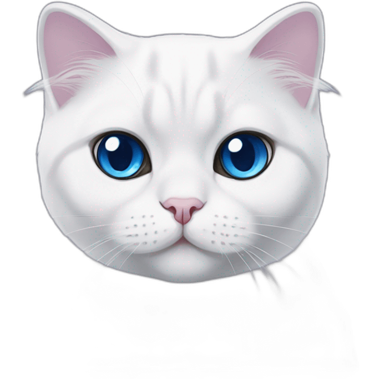 White Scottish fold cat,colour blue point,with blue eyes and purple  emoji