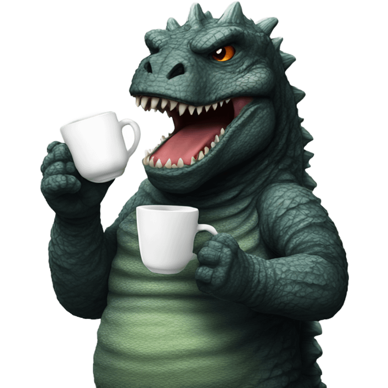 Godzilla drinking tea emoji