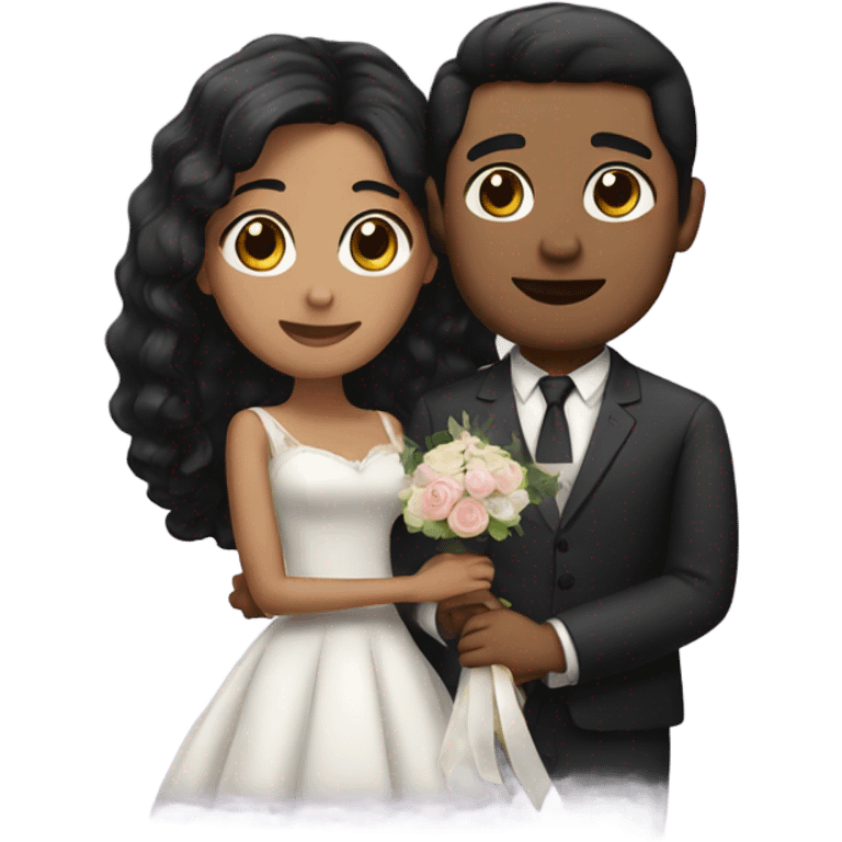 married, a couple with black hair emoji