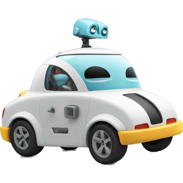 Robot driving car emoji