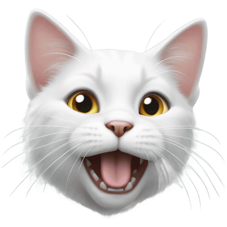 Realistic white cat playing emoji