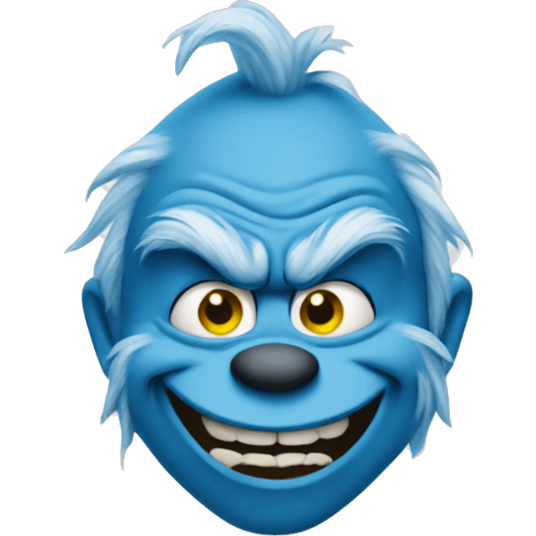 Blue grinch smirking  emoji