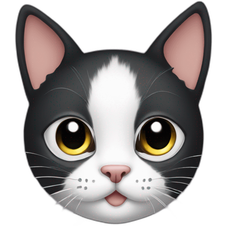 Black Cat with a white spot on nose emoji