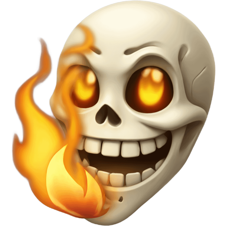 Skeleton face with flame laughing so hard   emoji