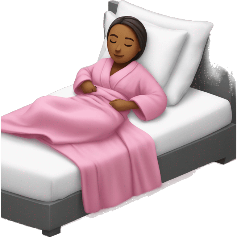 Girl with pink robe sleeping on a spa bed emoji