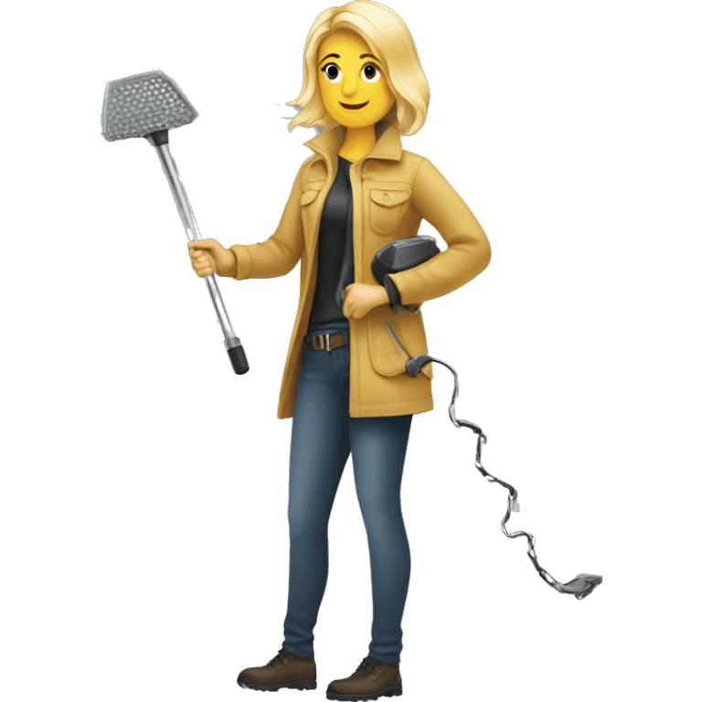 Pretty woman using a metal detector  emoji