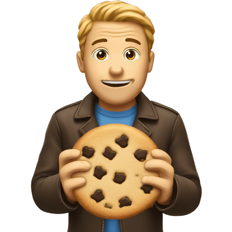 Man eating cookie emoji