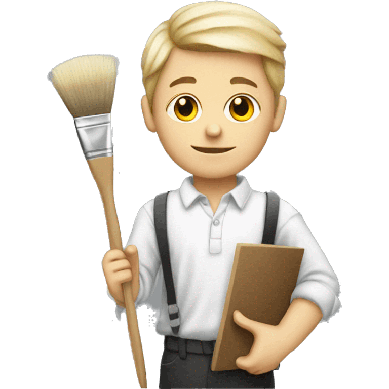 white schoolboy artist with palette and brush emoji