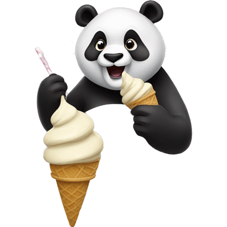 Panda eating ice cream emoji