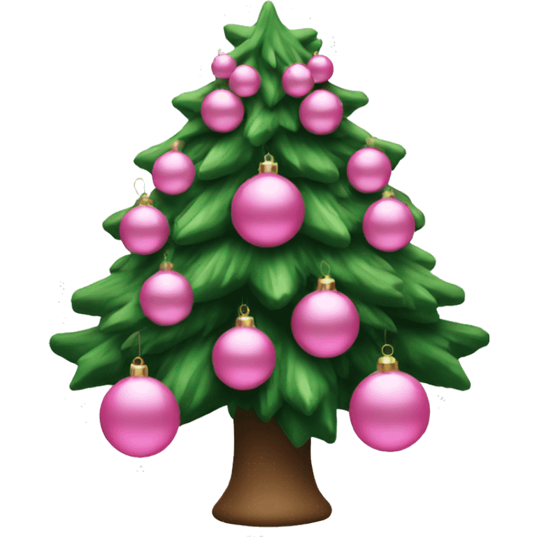 christmas tree with pink ornaments emoji