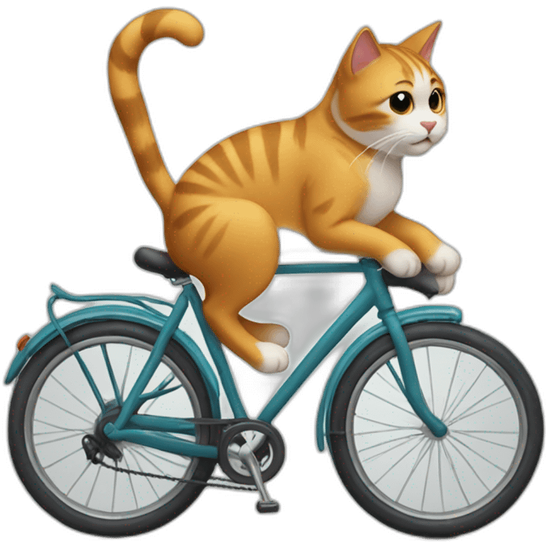 A Cat one a bike emoji