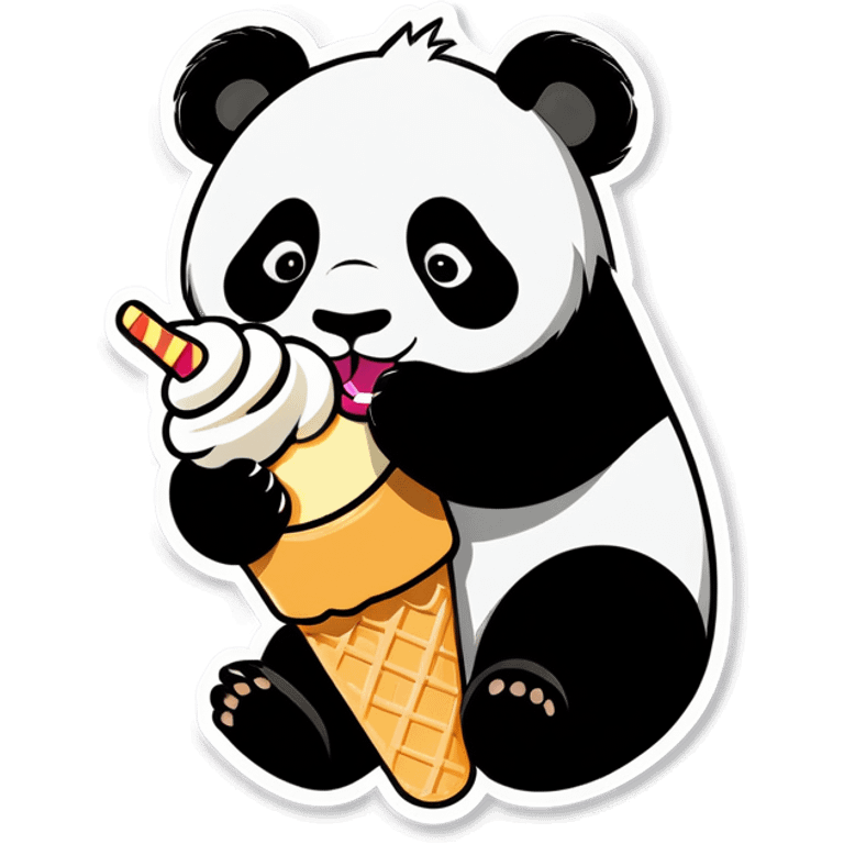 Panda eating ice cream emoji