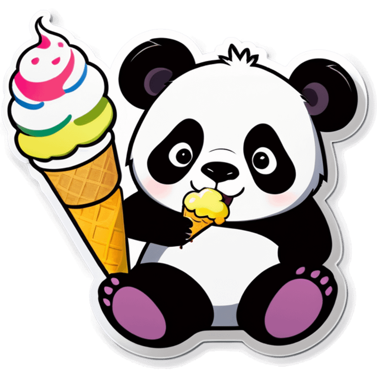 Panda eating ice cream emoji