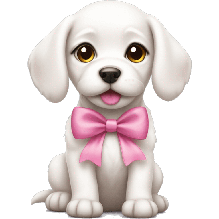 White puppy with pink bows emoji