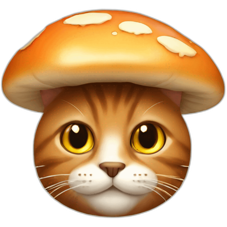 brown cat with a mushroom on its head emoji