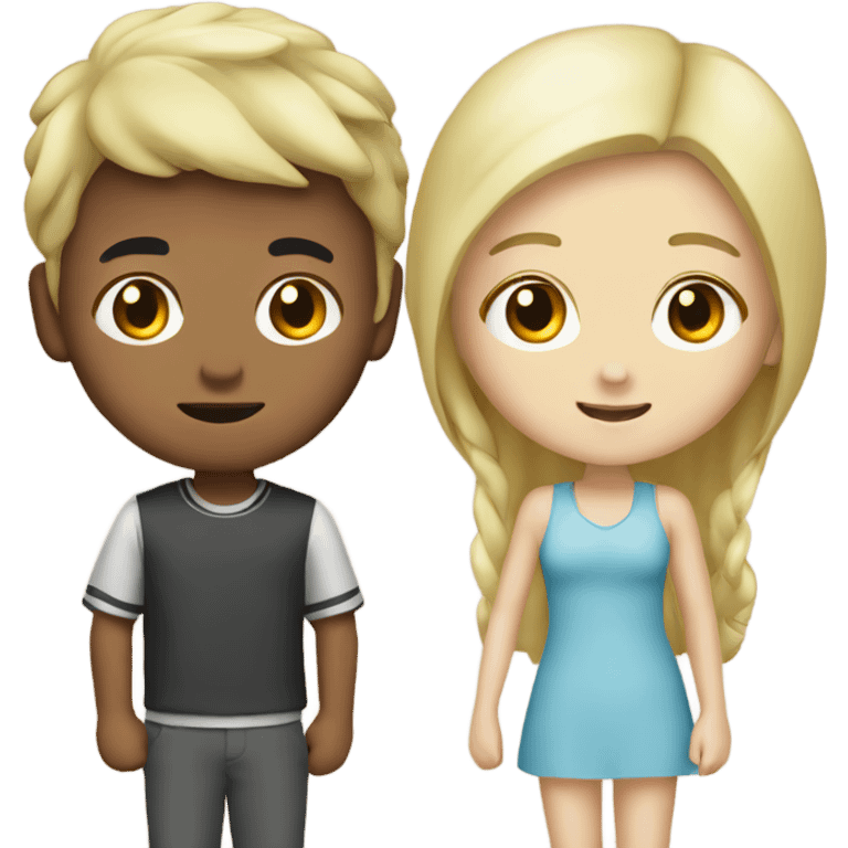 asian boy with blonde girl emoji